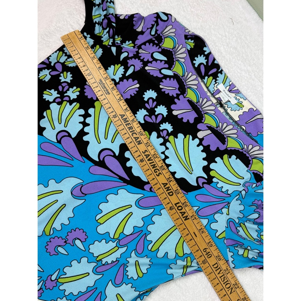 Dressbarn Womens Blue Purple Floral Paisley Shift Dress Size 16 3/4 Sleeve - Picture 5 of 9